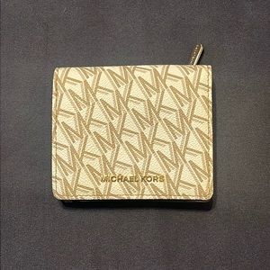Micheal Kors Tan and Cream Wallet with Gold Accents